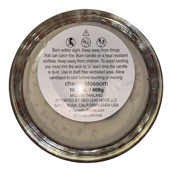 Red Leaf Home Cherry Blossom Candle 3 Wick Wax Glass Jar w/ Cherries 16.5 oz NEW - Picture 5 of 5